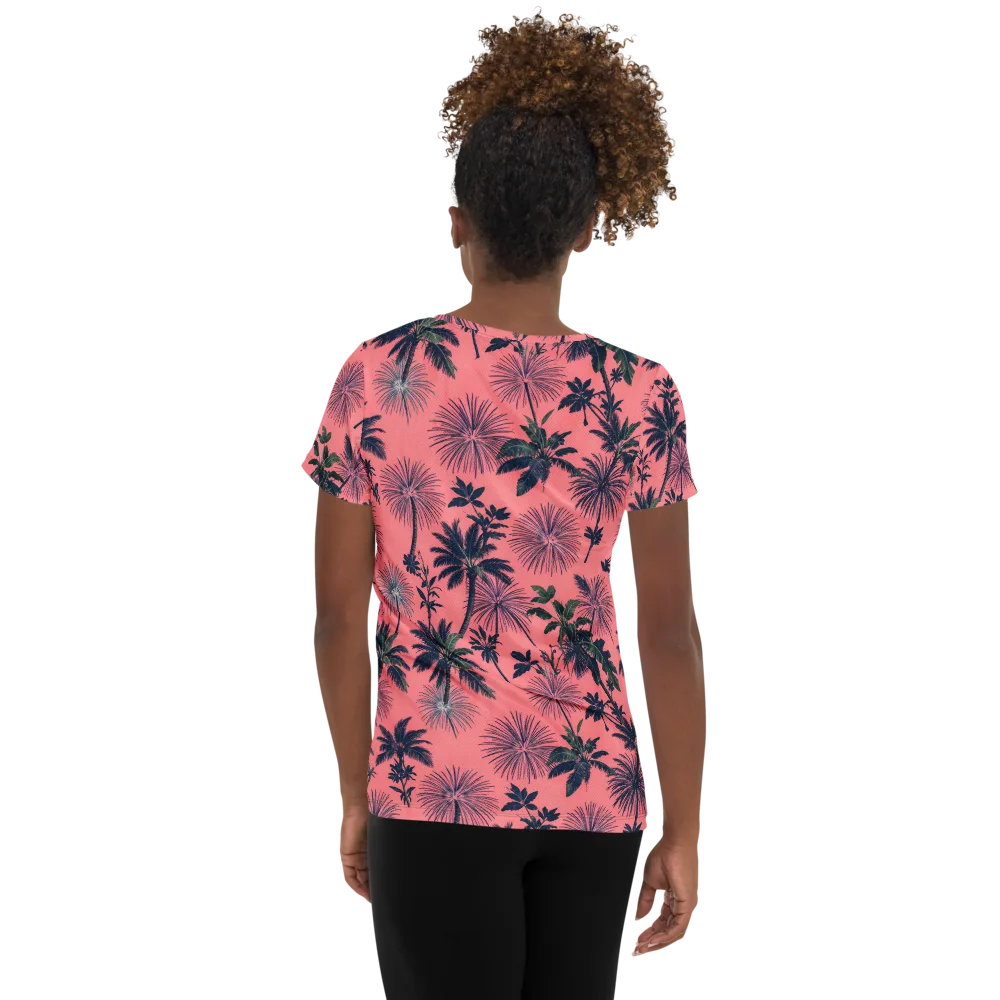Coral Reverie on Women's Athletic T-Shirt — Back