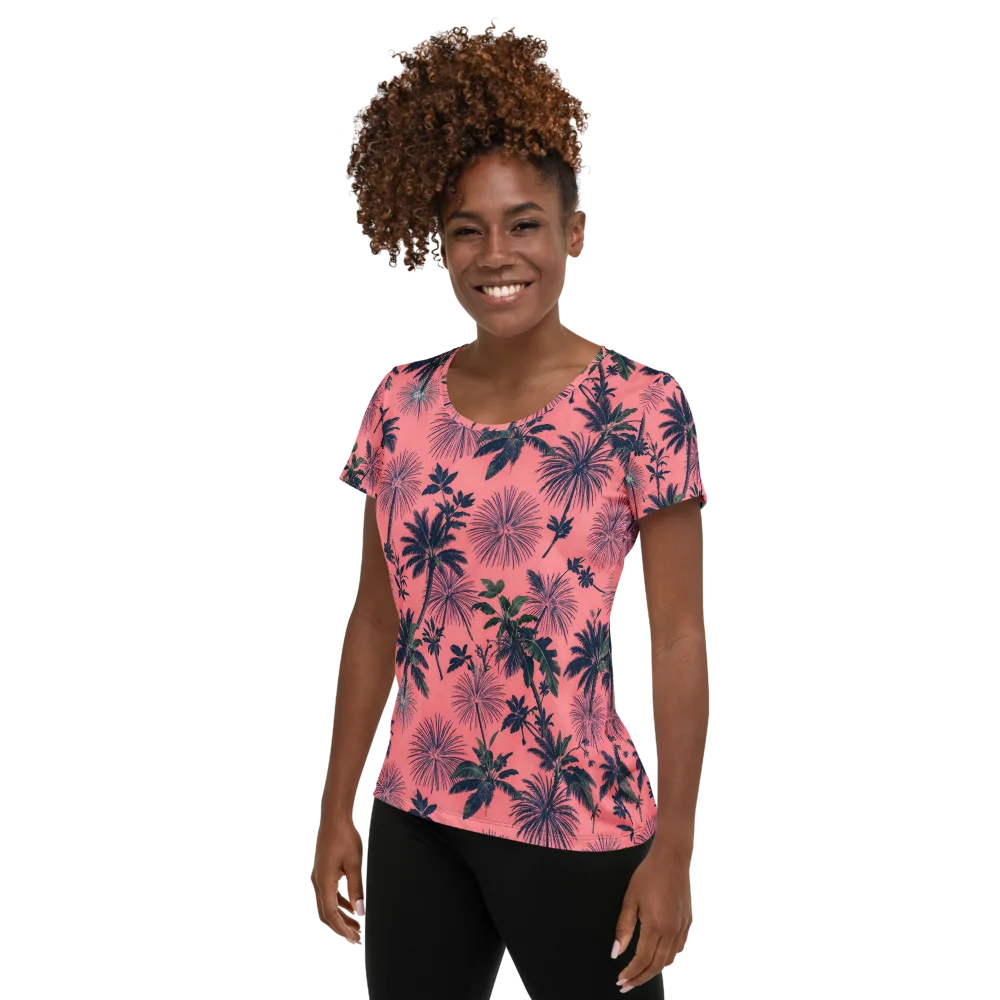 Coral Reverie on Women's Athletic T-Shirt — Left