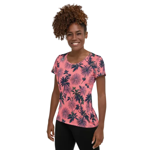 Coral Reverie on a Women's Athletic T-Shirt