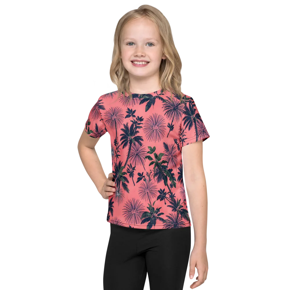 Coral Reverie on Kids Crew Neck T-Shirt — Front