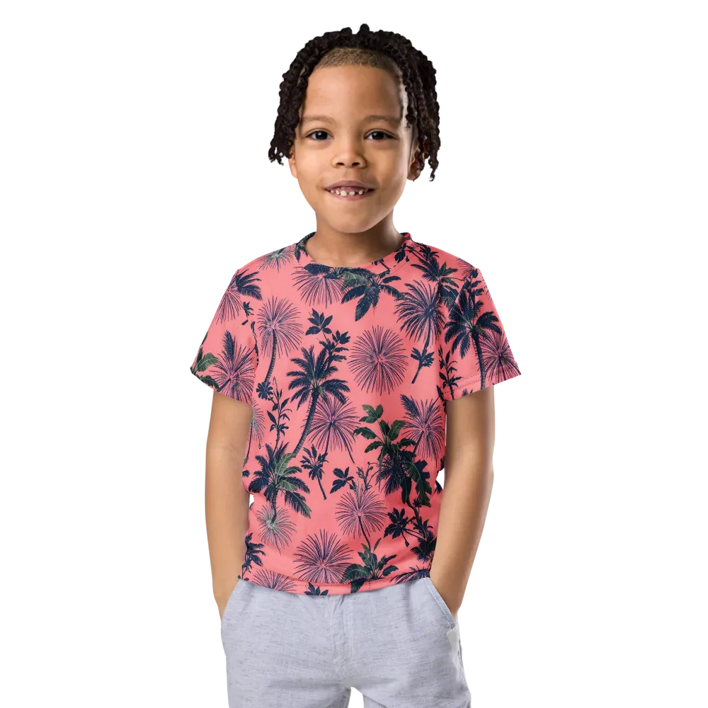 Coral Reverie on Kids Crew Neck T-Shirt — Front