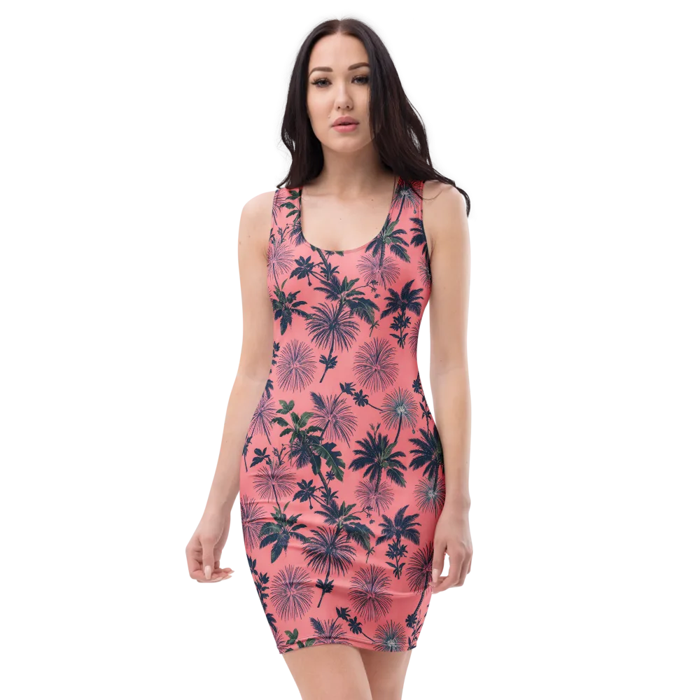 Coral Reverie on Bodycon Dress — Front
