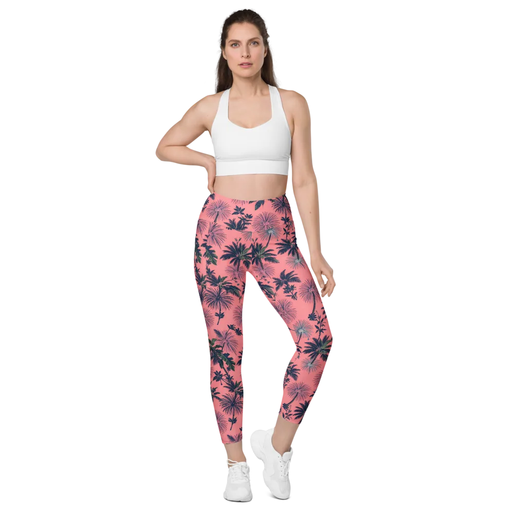 Coral Reverie on Leggings with Pockets — Front