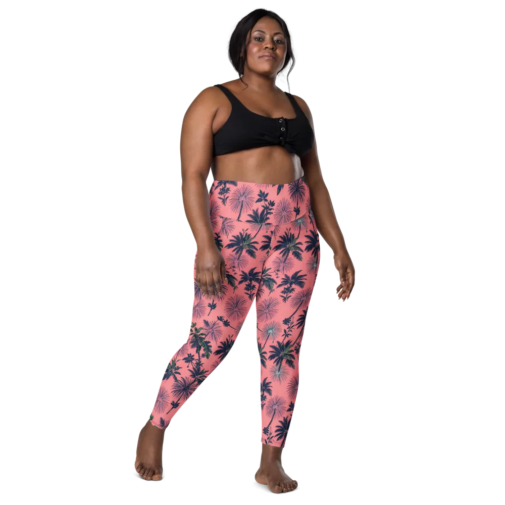 Coral Reverie on Leggings with Pockets — Front