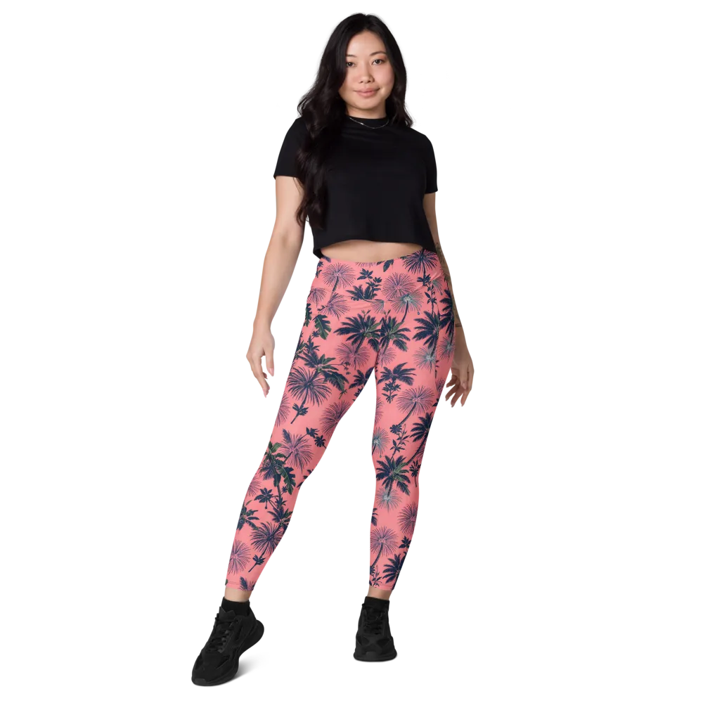 Coral Reverie on Leggings with Pockets — Front