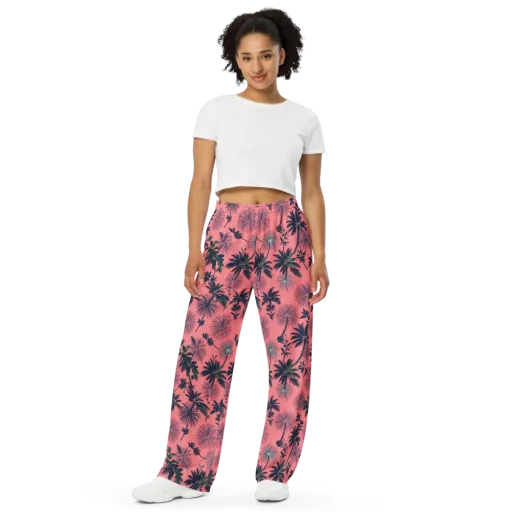 Coral Reverie on a Wide-Leg Pants