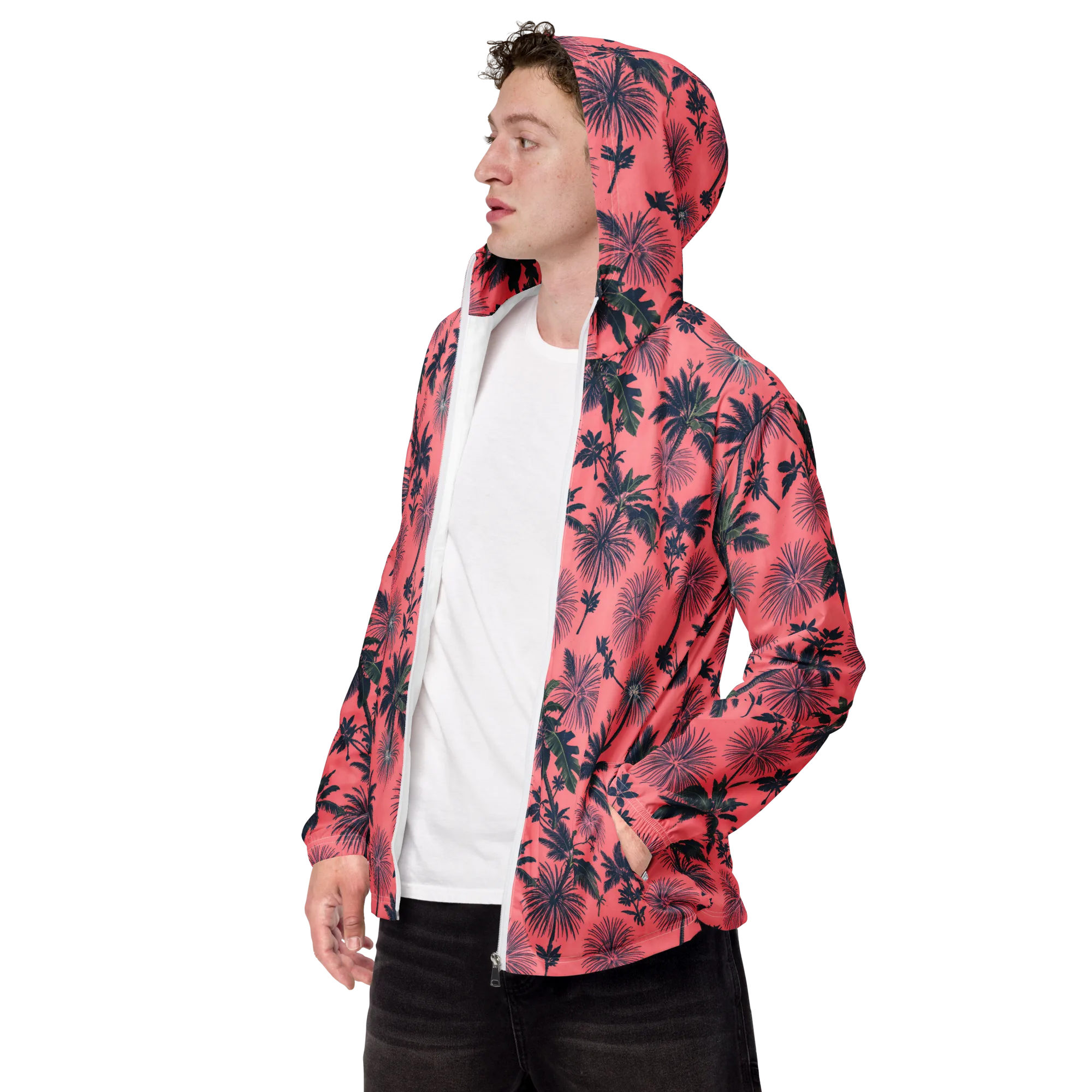 Coral Reverie on Men's Windbreaker — Left Front