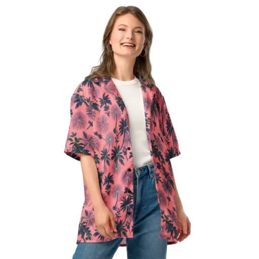 Coral Reverie on a Button Shirt