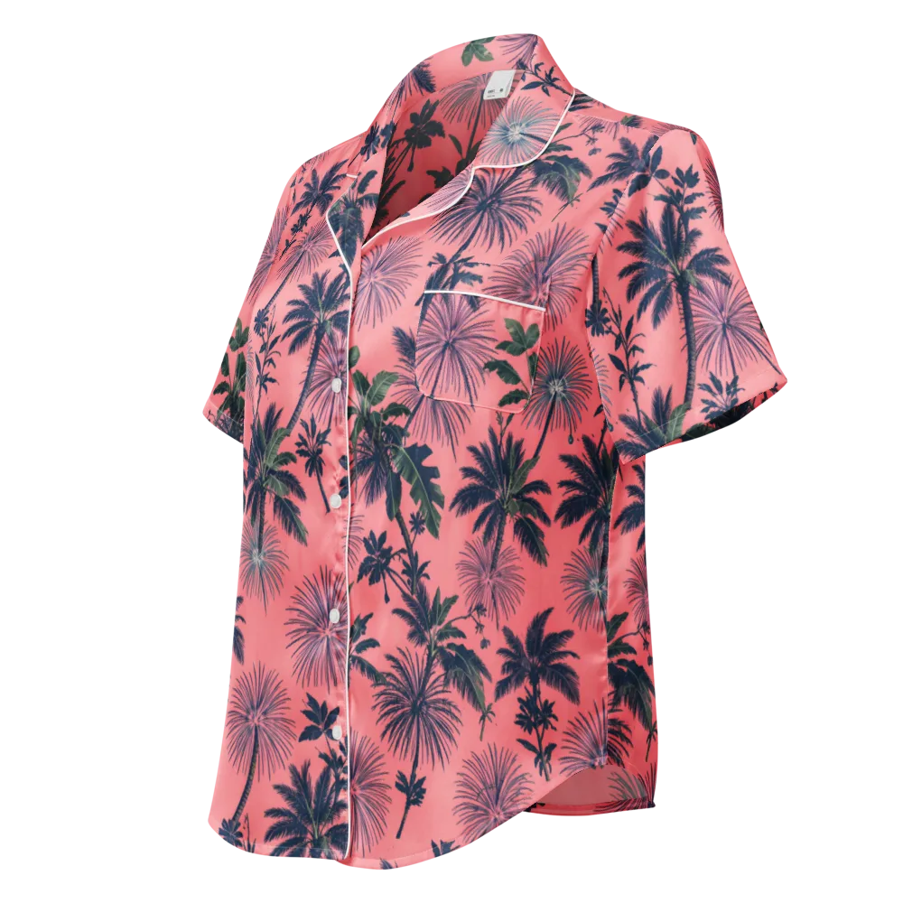 Coral Reverie on Women's Short Sleeve Pajama Top — Left Front