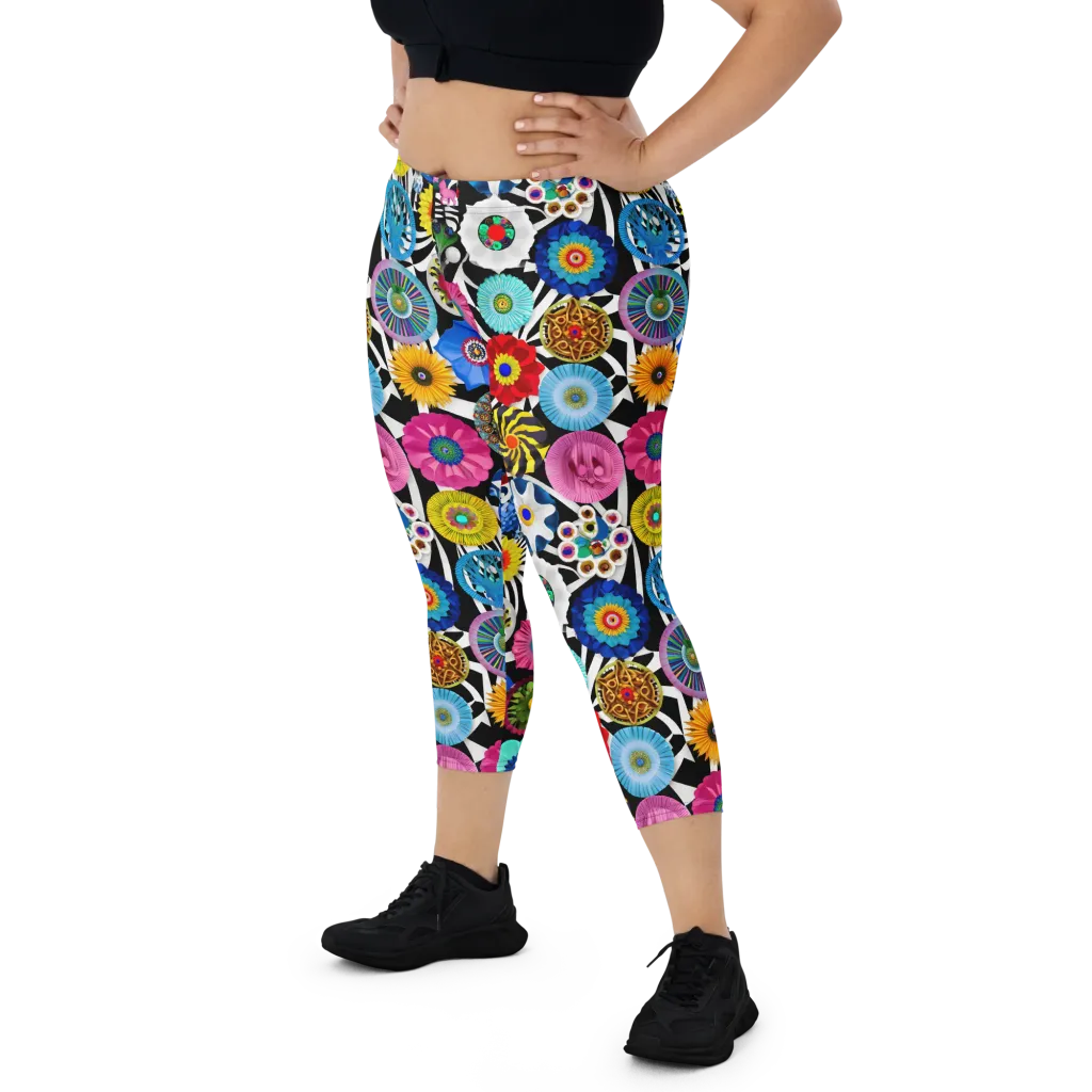Chromatic Carnival on Capri Leggings — Front