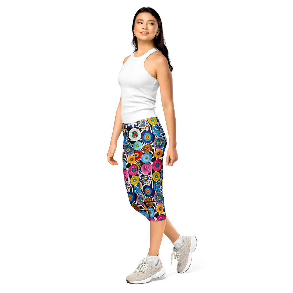 Chromatic Carnival on Capri Leggings — Left Front