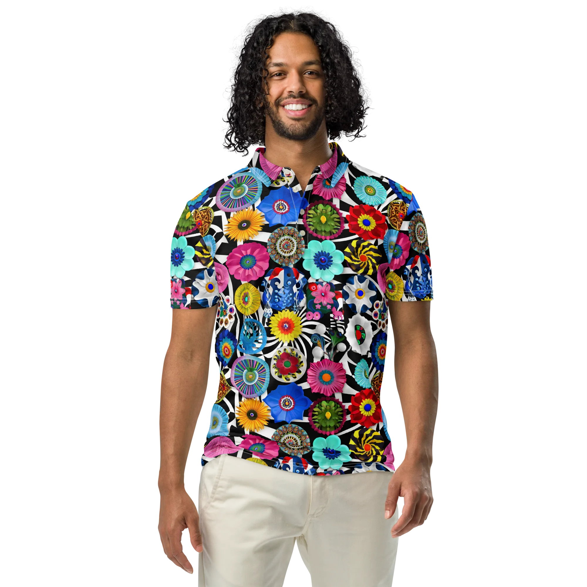 Chromatic Carnival on Men's Slim Fit Polo Shirt — Front