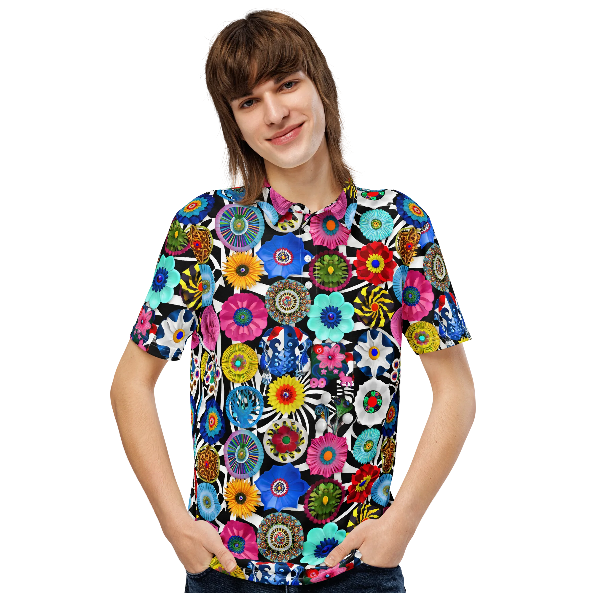 Chromatic Carnival on Men's Slim Fit Polo Shirt — Front