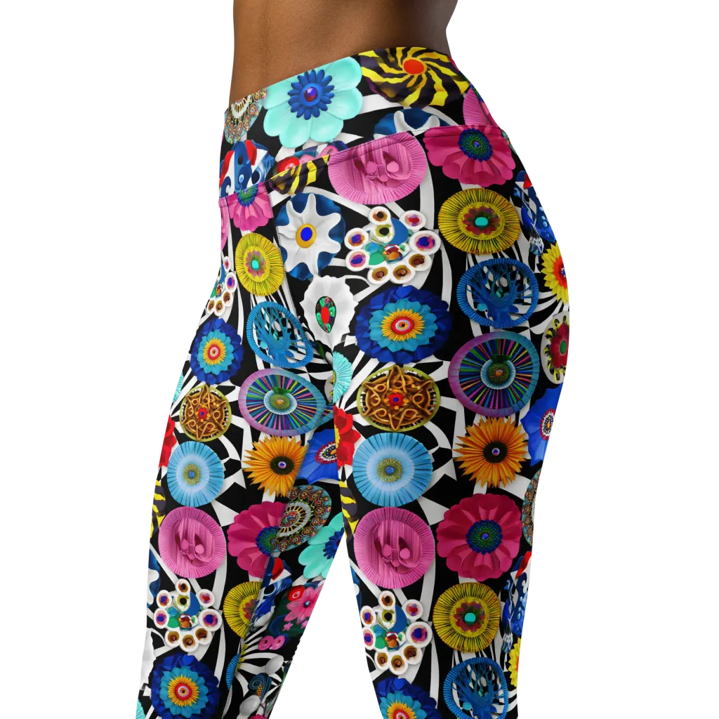 Chromatic Carnival on Yoga Leggings — Left Front