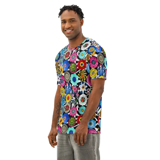 Chromatic Carnival on a Men's Cotton Crew Neck T-Shirt
