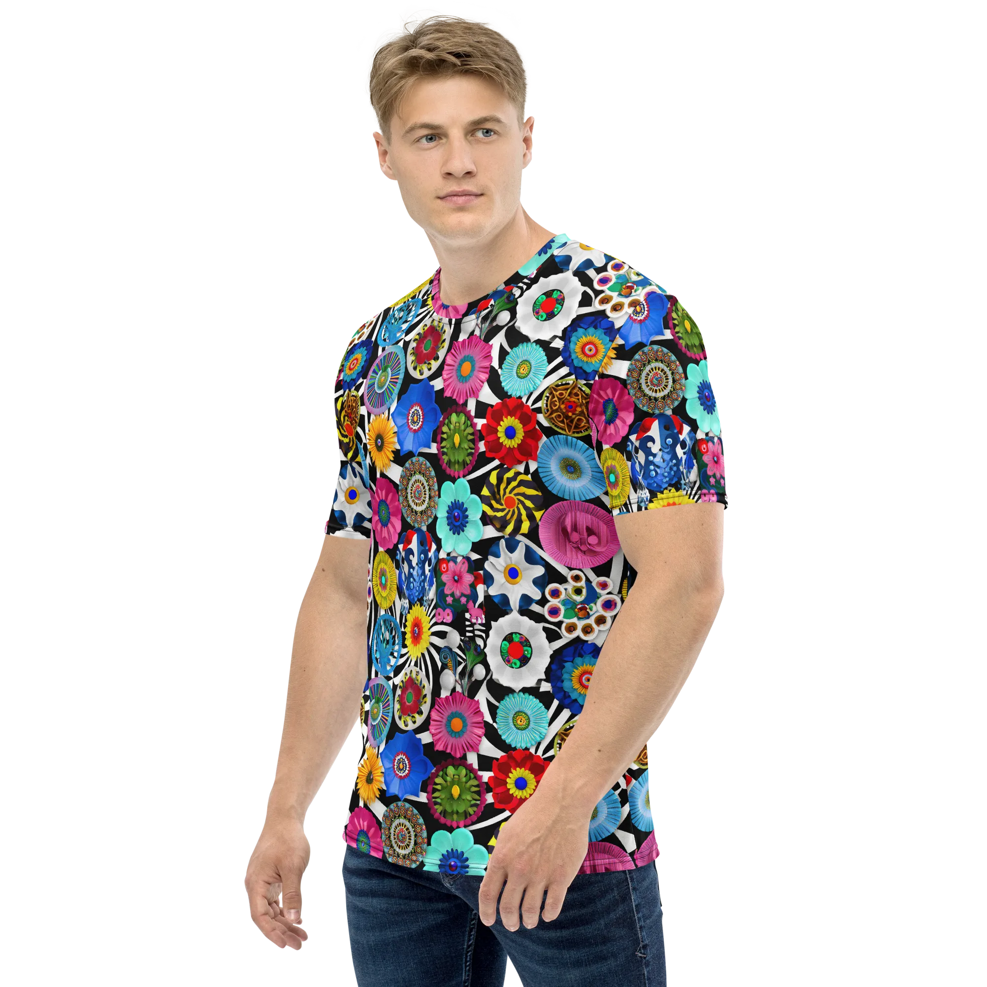 Chromatic Carnival on Men's Crew Neck T-Shirt — Left