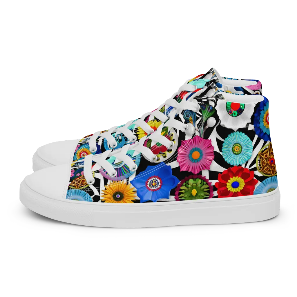Chromatic Carnival on Men's High Top Canvas Shoes — Left