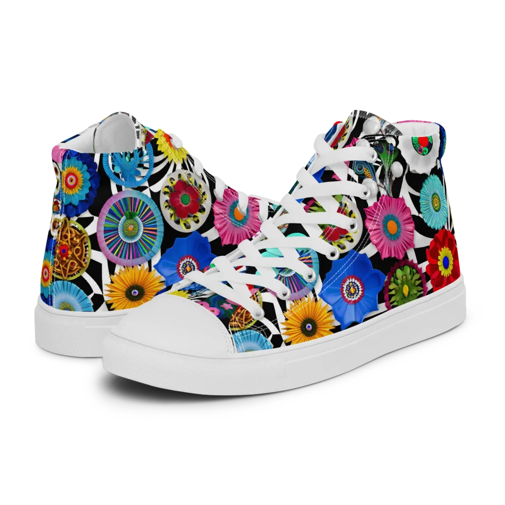 Chromatic Carnival on Men's High Top Canvas Shoes — Left