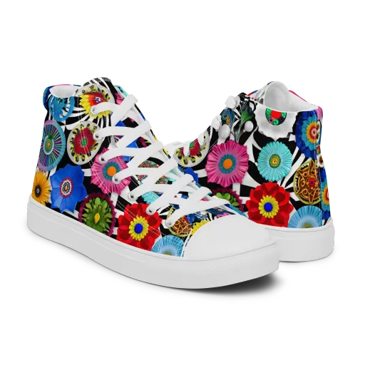 Chromatic Carnival on a Men's High Top Canvas Shoes