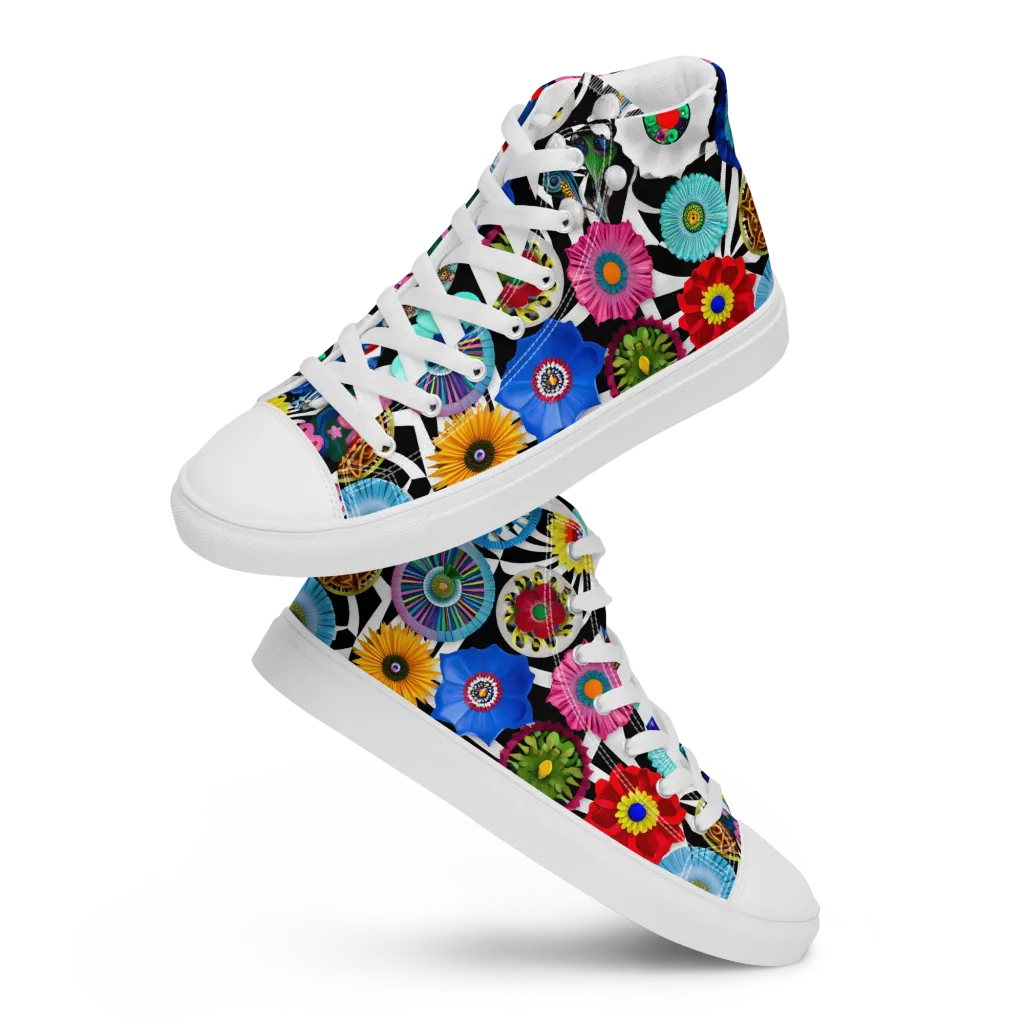 Chromatic Carnival on Men's High Top Canvas Shoes — Front