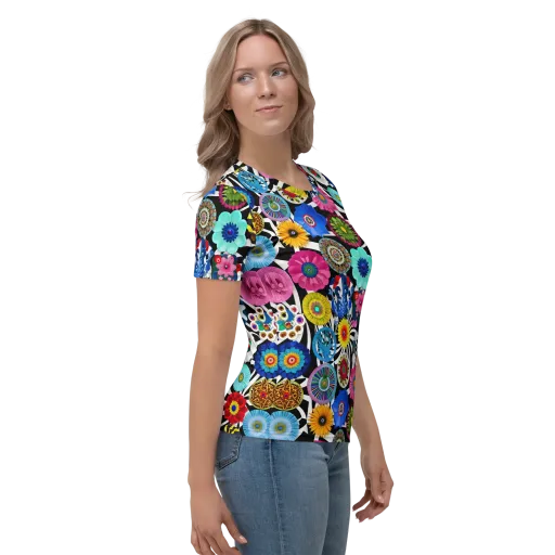 Chromatic Carnival on a Women's Crew Neck T-Shirt