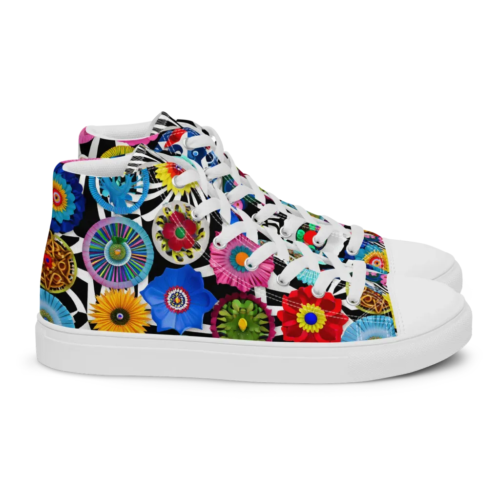 Chromatic Carnival on Women's High Top Canvas Shoes — Right