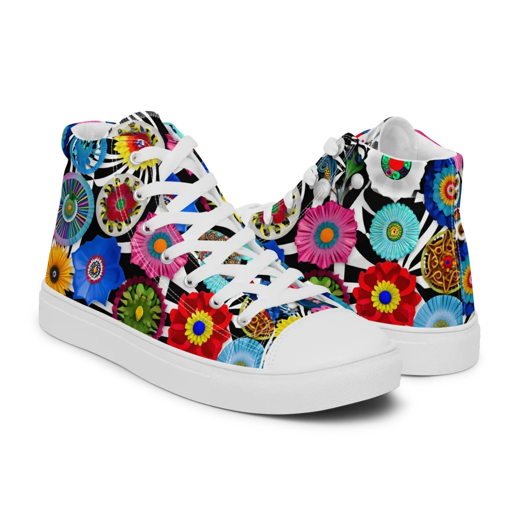 Chromatic Carnival on Women's High Top Canvas Shoes — Right