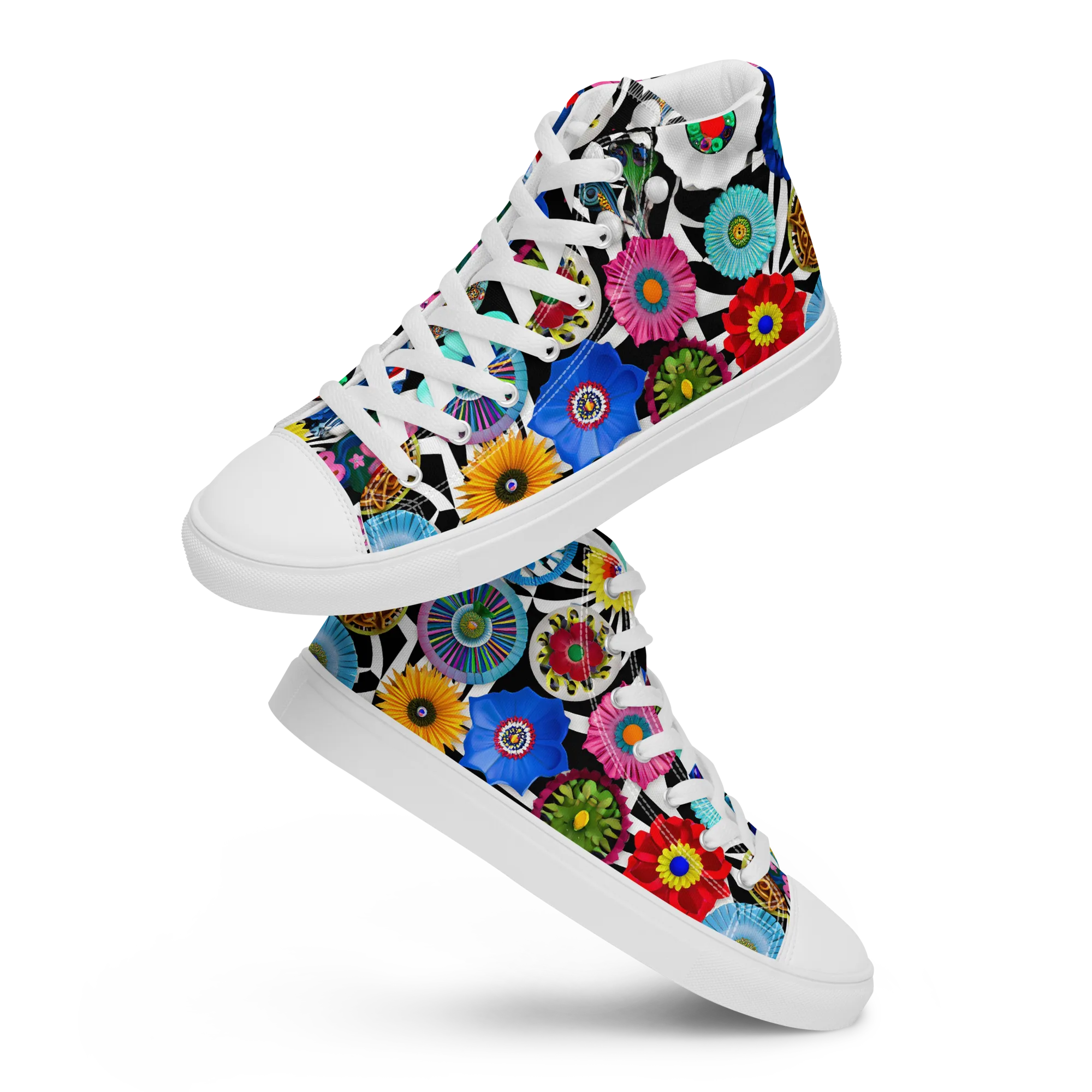 Chromatic Carnival on Women's High Top Canvas Shoes — Front