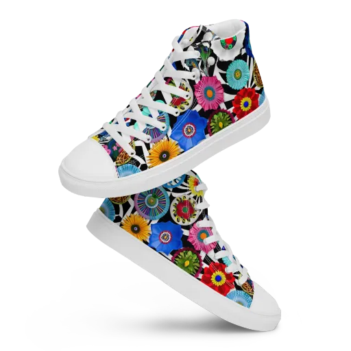 Chromatic Carnival on a Women's High Top Canvas Shoes