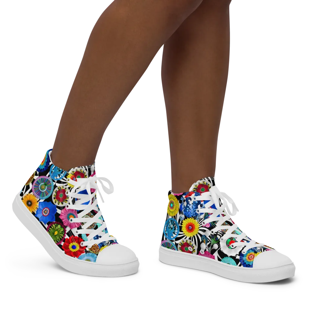Chromatic Carnival on Women's High Top Canvas Shoes — Right