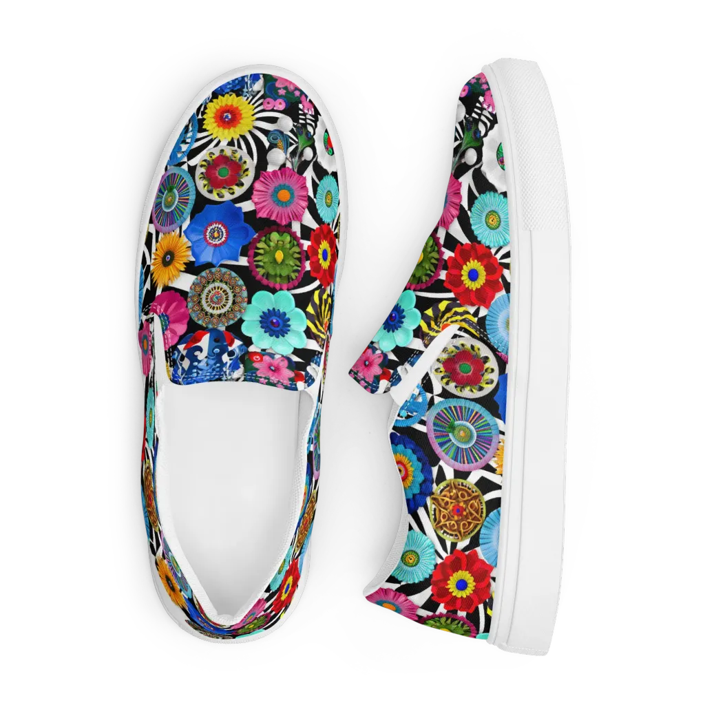 Chromatic Carnival on Men's Slip-On Canvas Shoes — Front