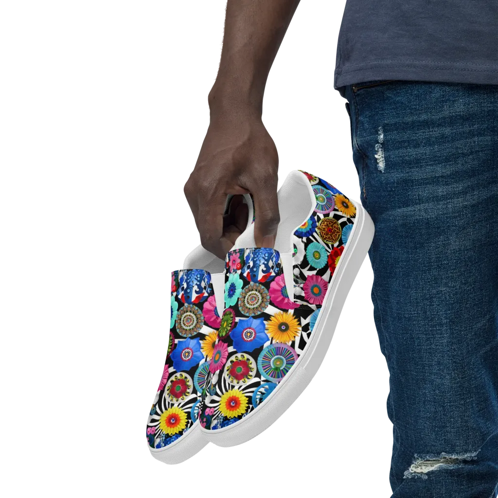 Chromatic Carnival on Men's Slip-On Canvas Shoes — Left Front