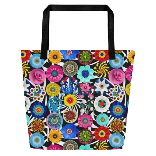 Chromatic Carnival on a Large Tote Bag W/ Pocket