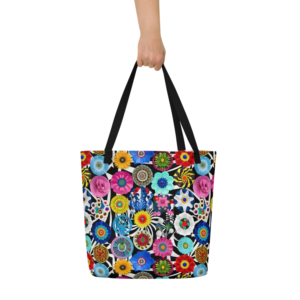Chromatic Carnival on Large Tote Bag W/ Pocket — Front