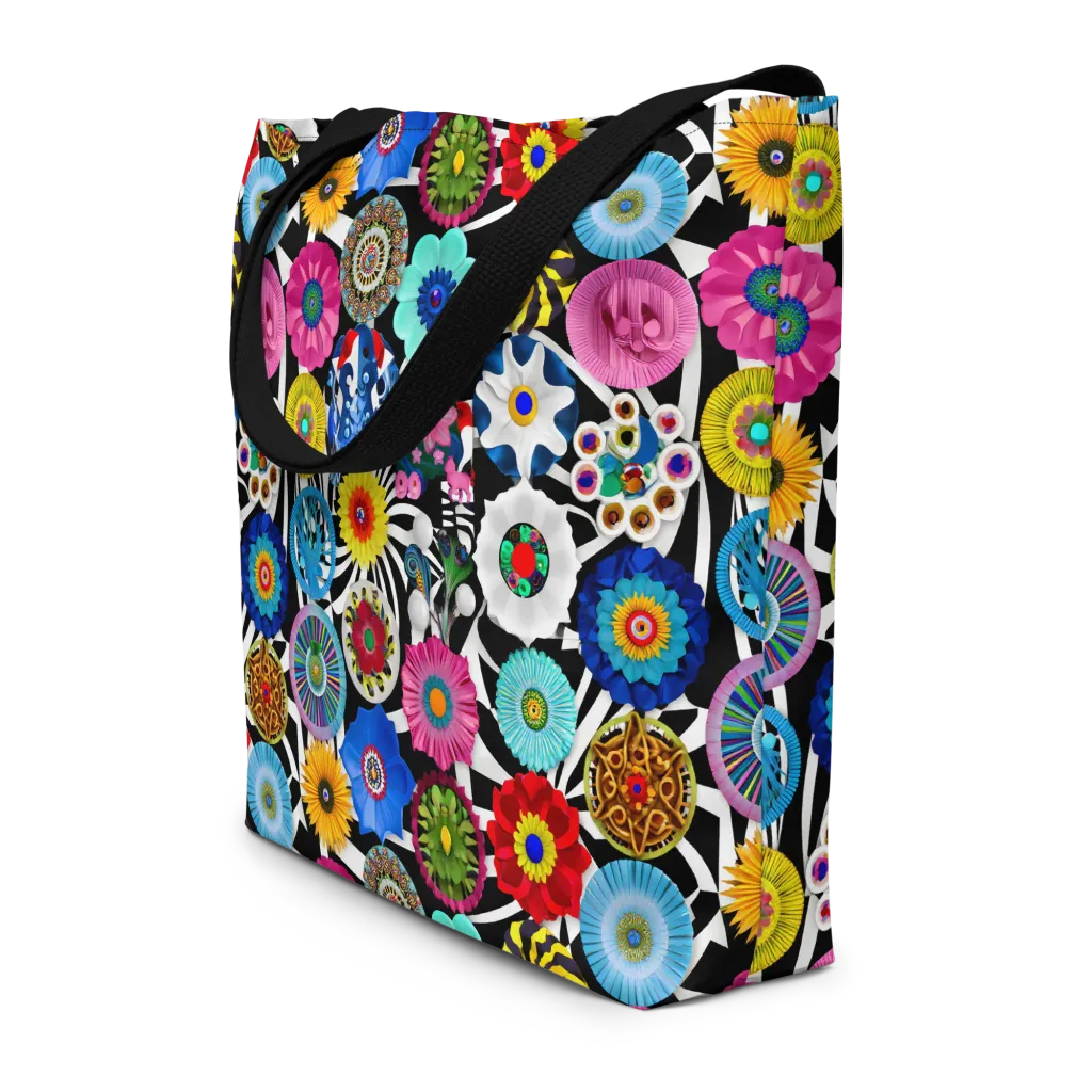 Chromatic Carnival on Large Tote Bag W/ Pocket — Front