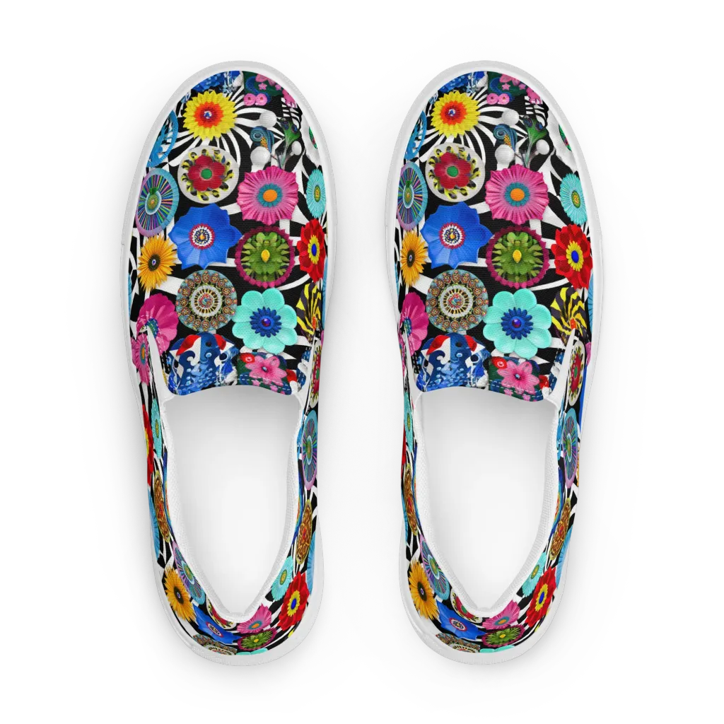 Chromatic Carnival on Women's Slip-On Canvas Shoes — Front