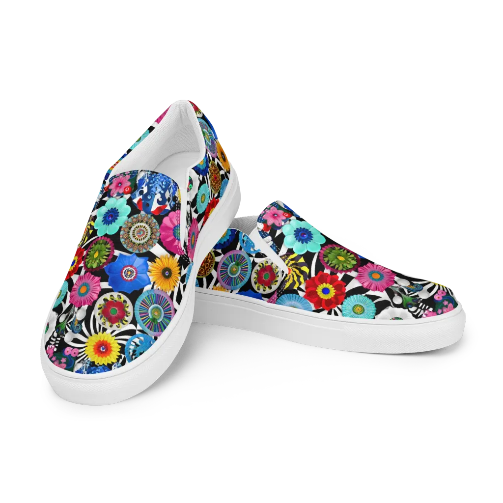 Chromatic Carnival on Women's Slip-On Canvas Shoes — Left Front