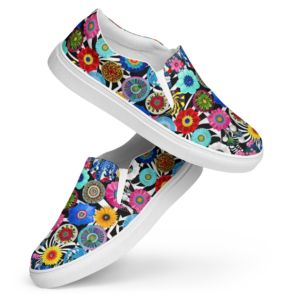 Chromatic Carnival on Women's Slip-On Canvas Shoes — Front