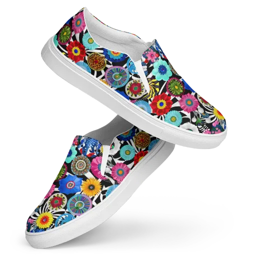 Chromatic Carnival on a Women's Slip-On Canvas Shoes