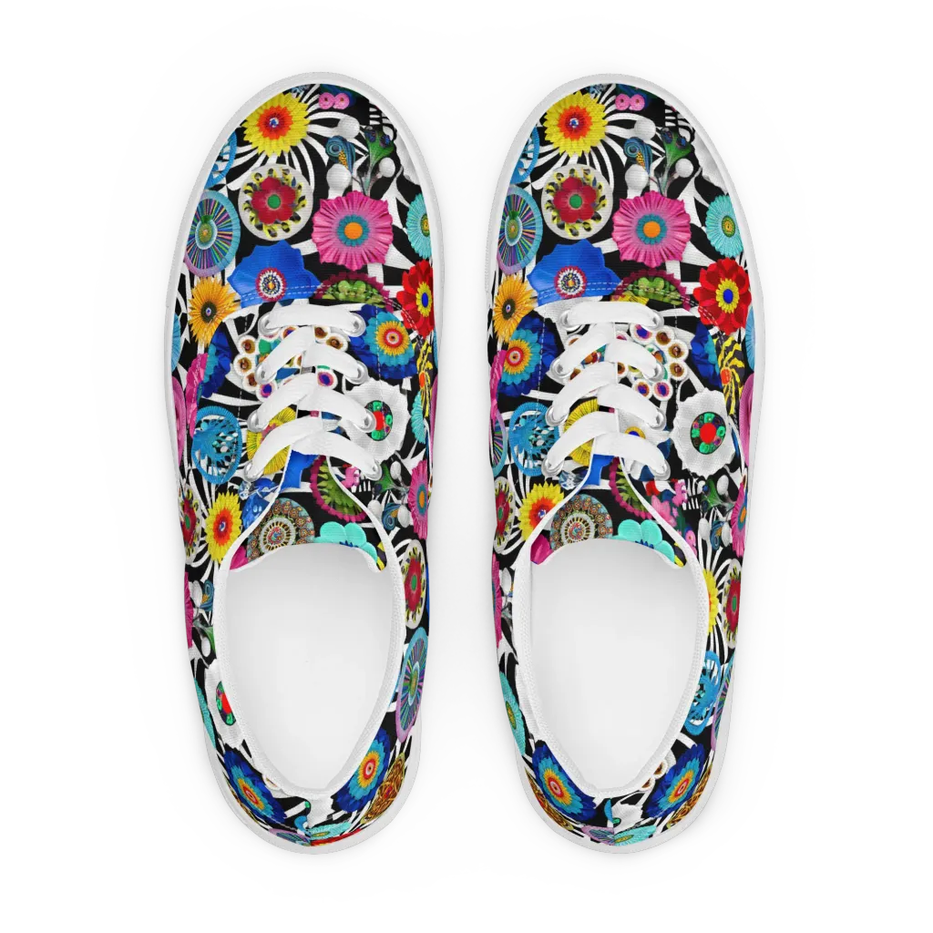 Chromatic Carnival on Men's Lace-Up Canvas Shoes — Front