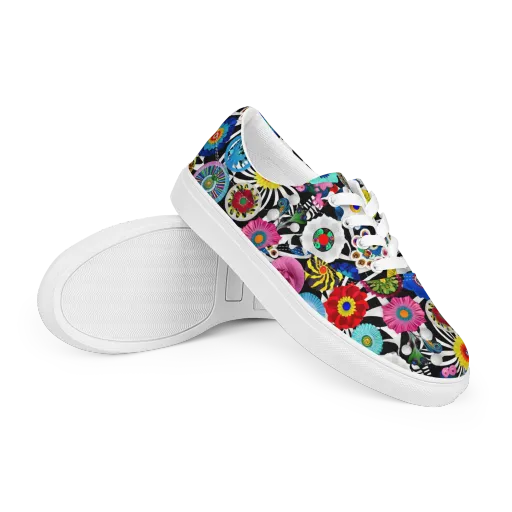 Chromatic Carnival on a Men's Lace-Up Canvas Shoes