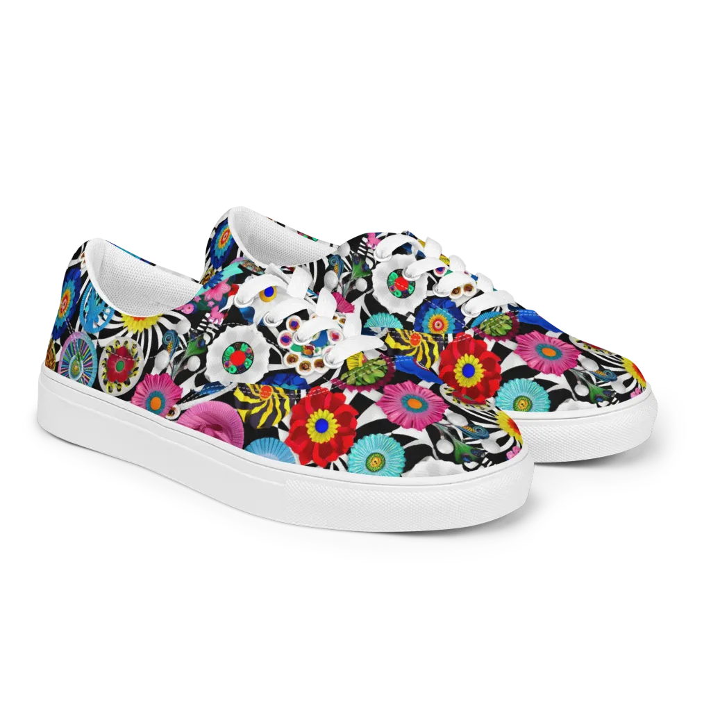 Chromatic Carnival on Men's Lace-Up Canvas Shoes — Right Front