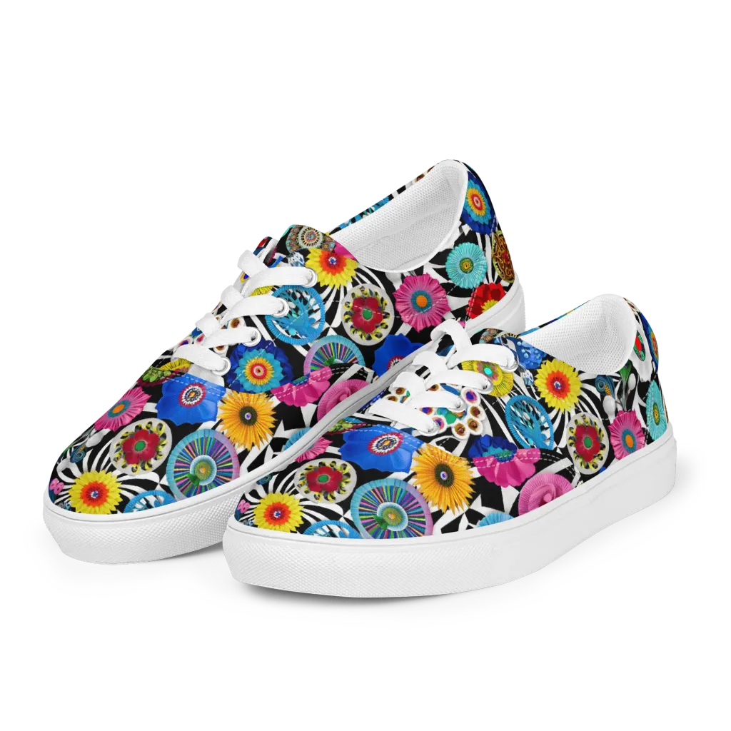 Chromatic Carnival on Men's Lace-Up Canvas Shoes — Left Front