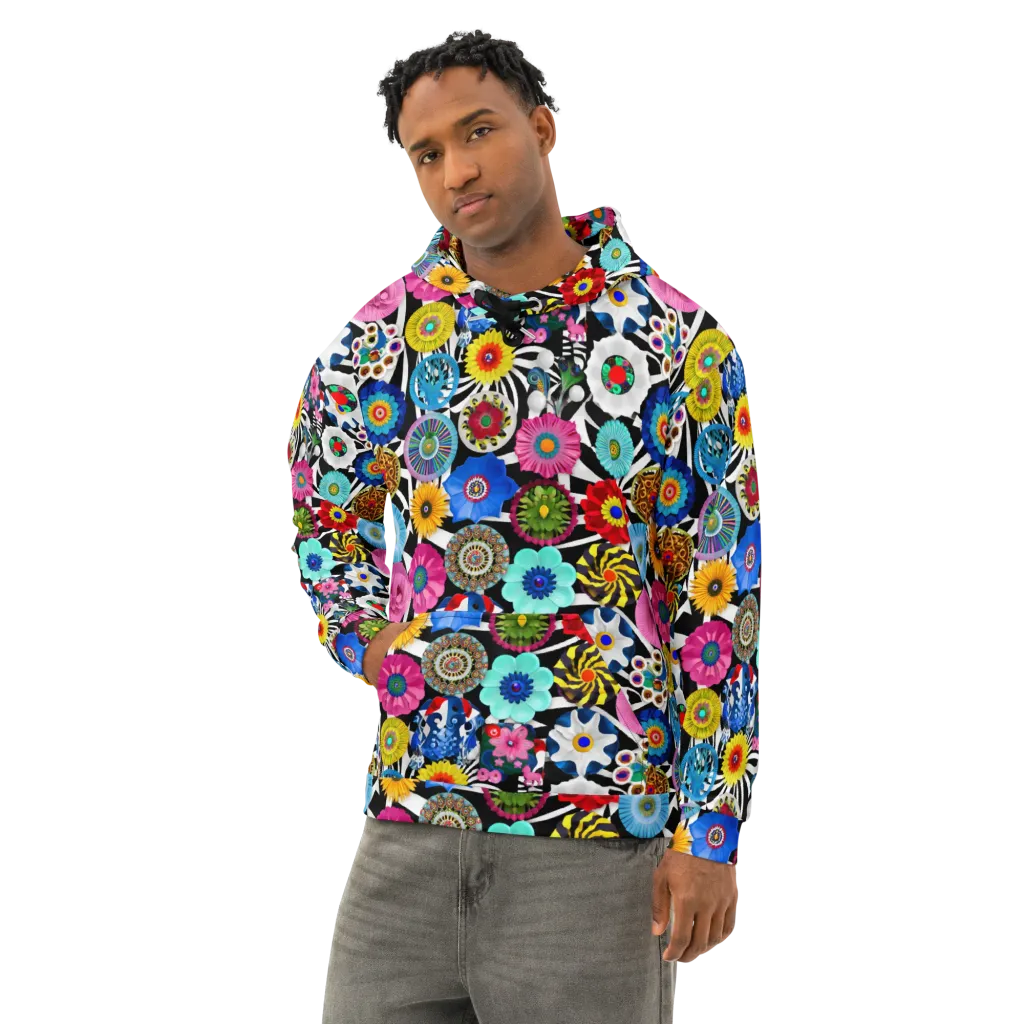 Chromatic Carnival on Cotton Hoodie — Left Front