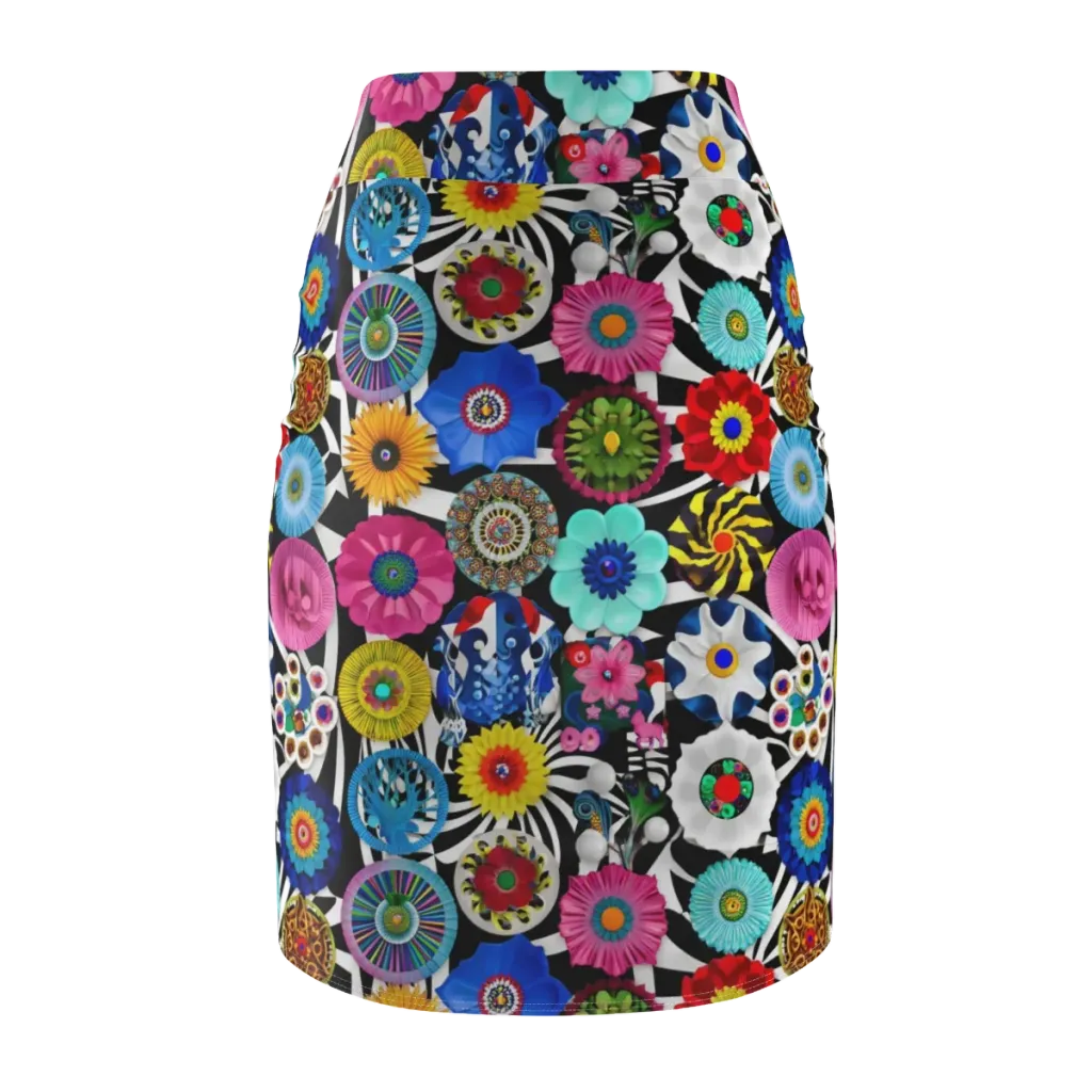 Chromatic Carnival on Pencil Skirt — Back