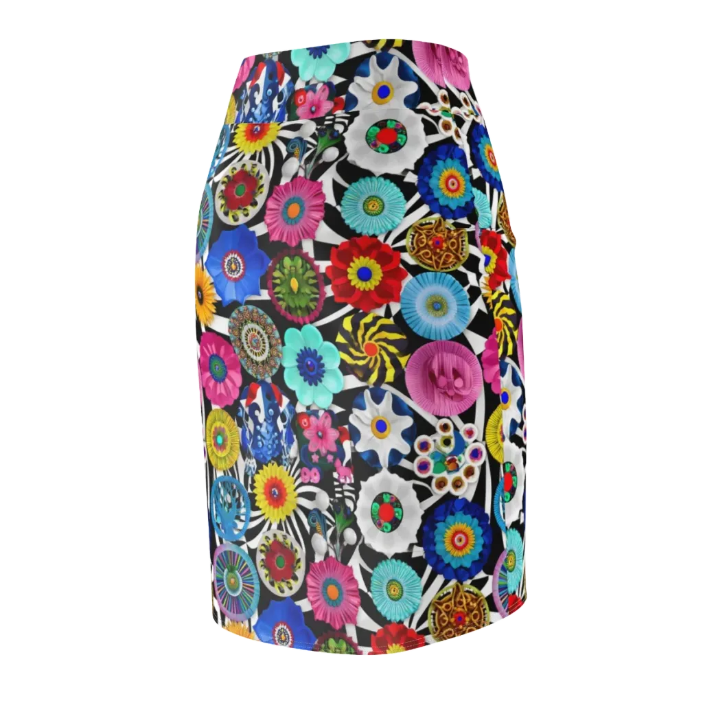 Chromatic Carnival on Pencil Skirt — Back Side