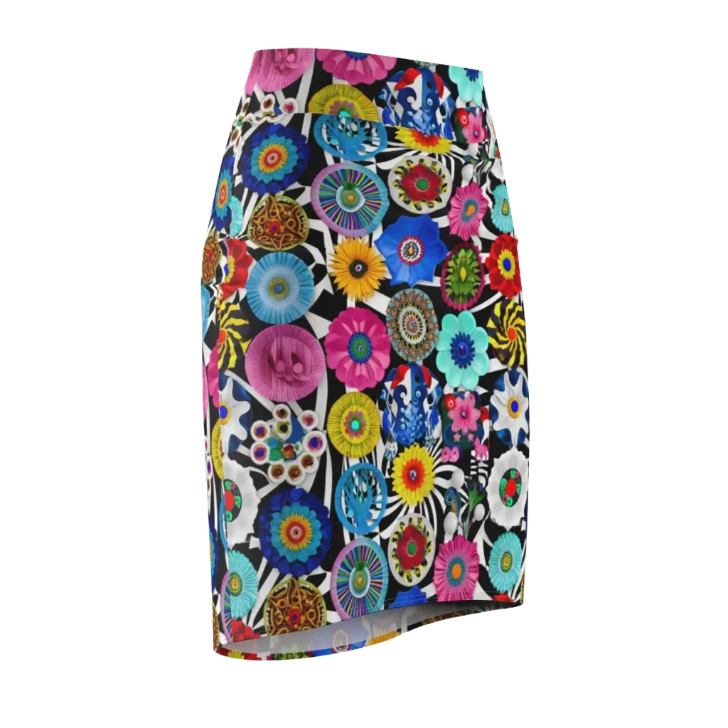 Chromatic Carnival on Pencil Skirt — Front Side