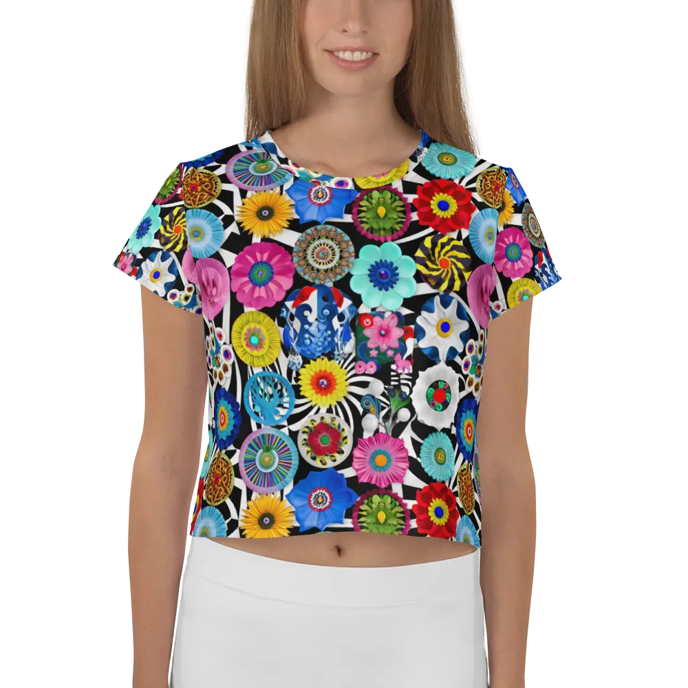 Chromatic Carnival on Crop Tee — Front