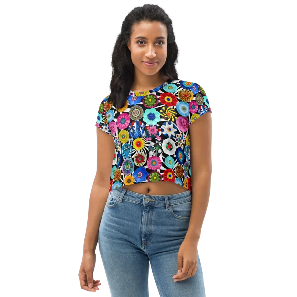 Chromatic Carnival on Crop Tee — Front
