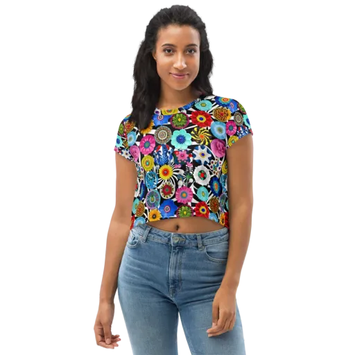 Chromatic Carnival on a Crop Tee